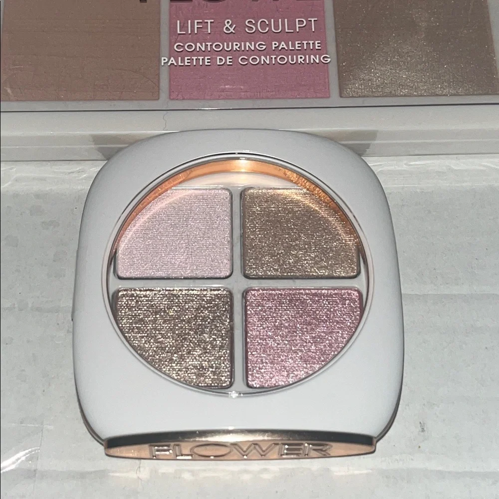 Beauty Contouring Palette with Pink and Cream Shades and shadow Quad petal play